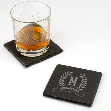 Square Groomsmen Slate Coasters for Wedding